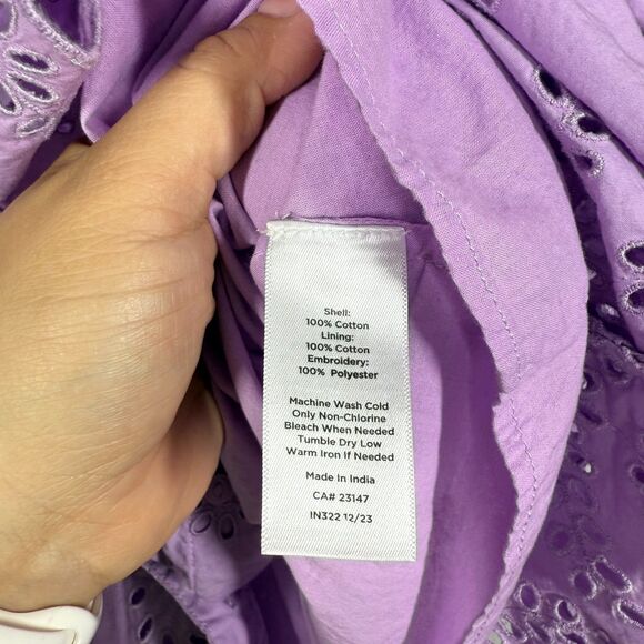 Talbots Midi Dress Women Plus XL Lavander Button Front Cottage Prairie Pockets - Picture 12 of 13